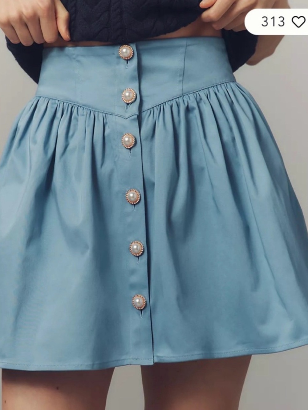 Anthropologie Maeve Basque-Waist Blue Buttondown Mini Skirt NWT